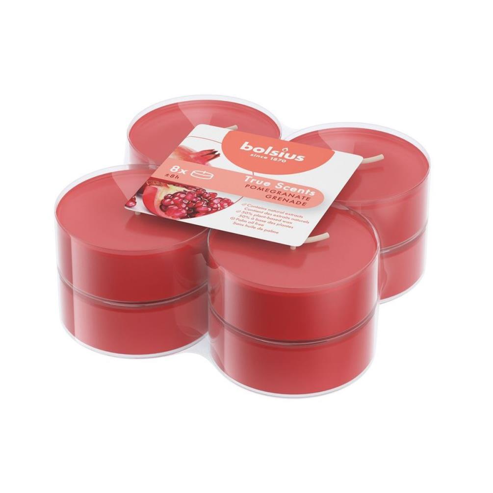 Bolsius Pomegranate 8 Hour Maxi Tealights (Pack of 8) Extra Image 1